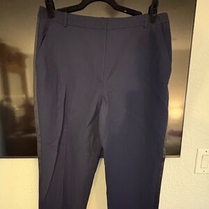 St. John Navy Tuxedo Straight-Leg Trousers